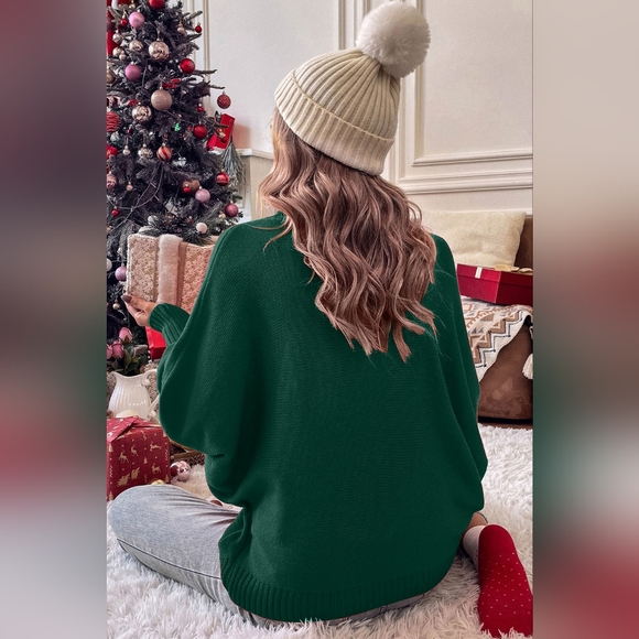 Double Take Full Size Merry Christmas Turtleneck Long Sleeve Sweater - Picture 4 of 7